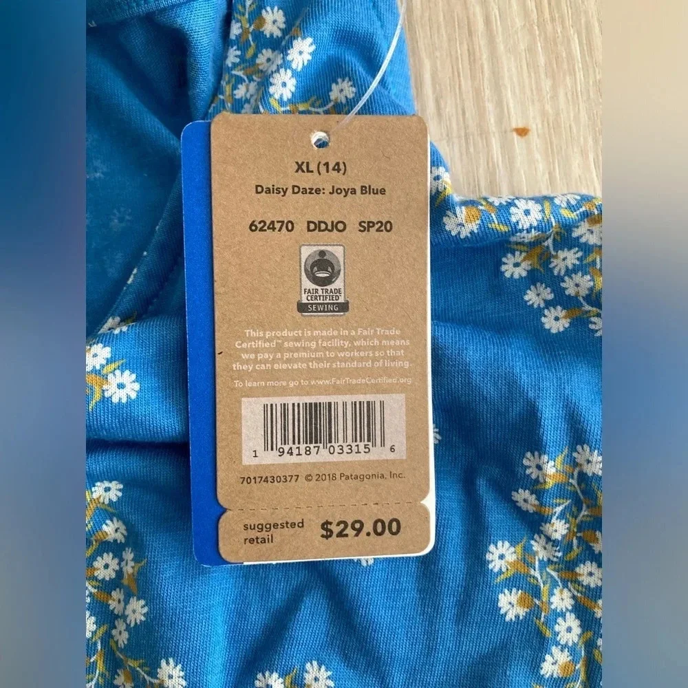 NWT Patagonia Girls Kamala Tank Daisy Daze: Joya Blue - Size XL (14) - Picture 3 of 6